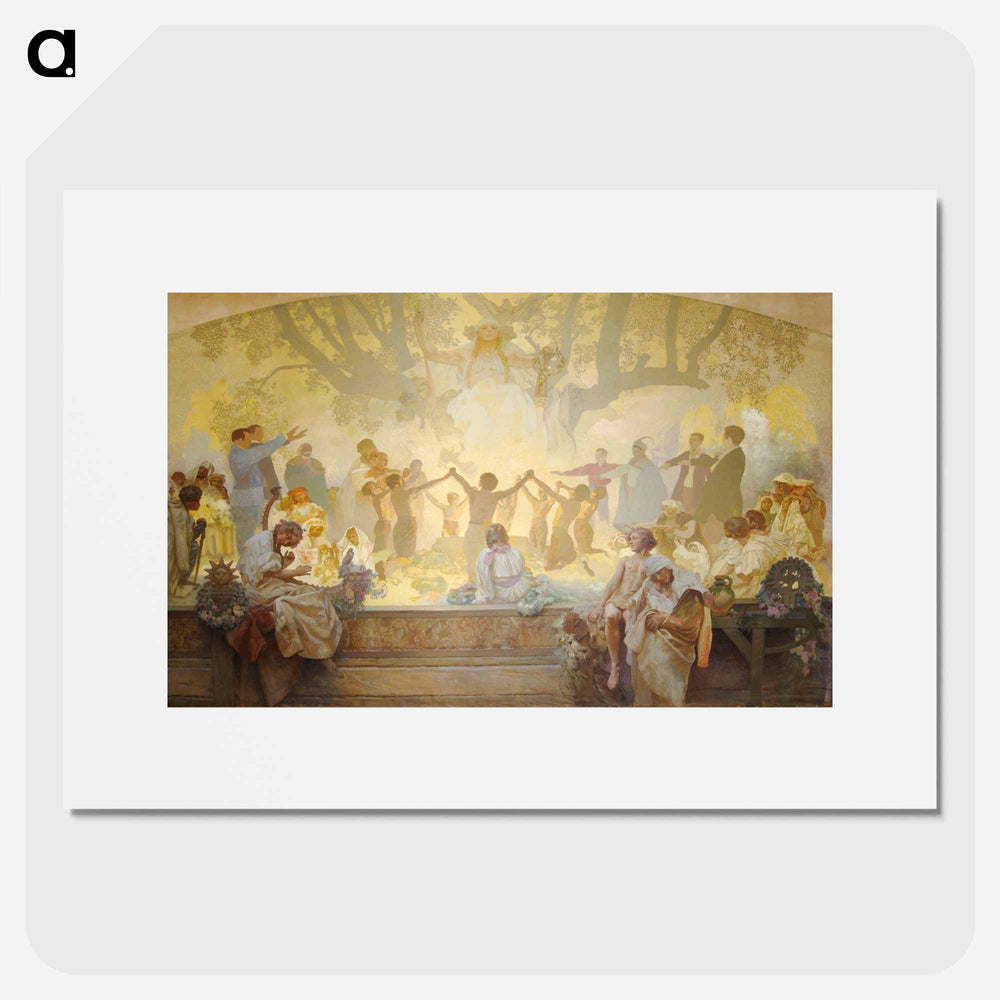 The Oath of Omladina under the Slavic Linden Tree - アルフォンス ミュシャ Poster.