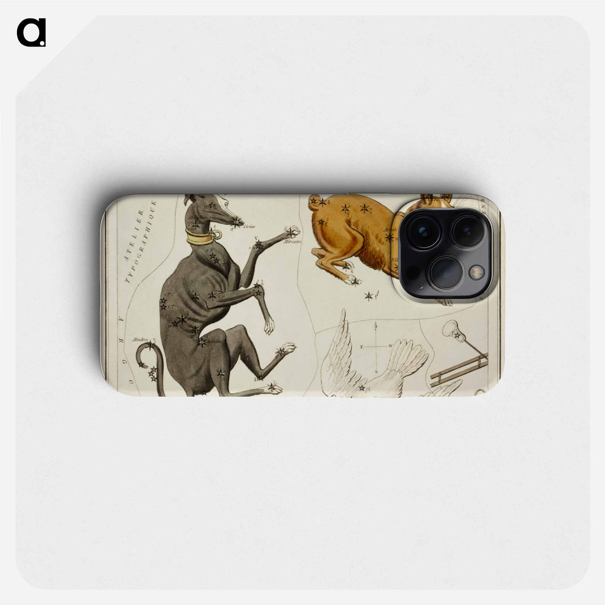 Sidney Hall’s astronomical chart illustration of the Canis Major, Lepus, Columba Noachi and the Cela Sculptoris - アンティーク地図 Phone Case.