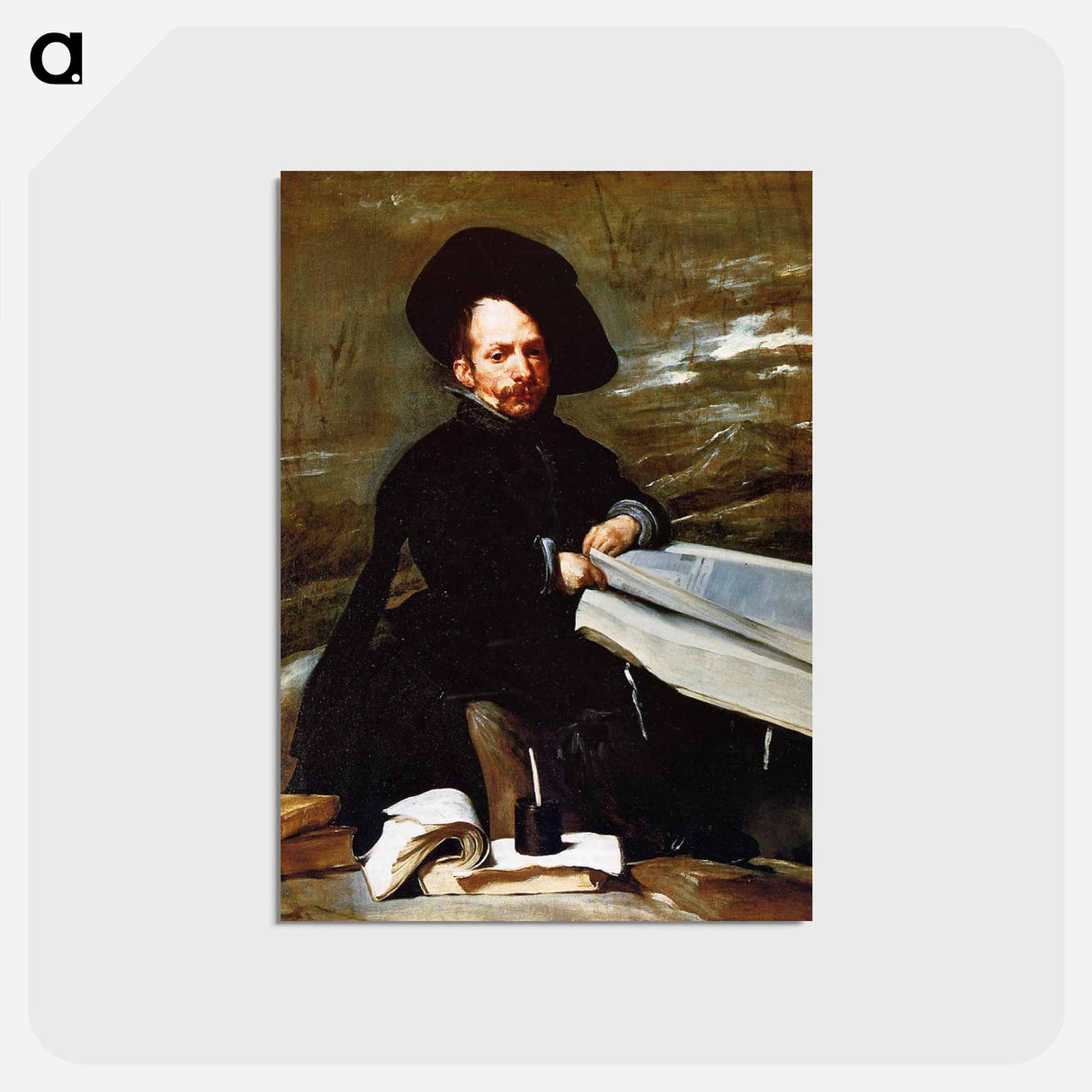 アートポストカード-A Dwarf Holding a Tome in His Lap - ディエゴ ベラスケス Postcard.