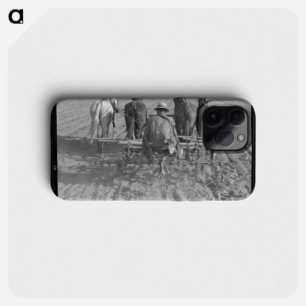 Cultivating beans with a four-row cultivator. Near Santa Ana, California - ドロテア ラング Phone Case.