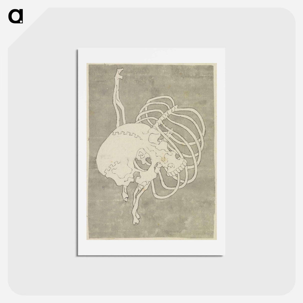 アートポストカード-Hokusai's Skull Rib Cage Macabre - 葛飾 北斎 Postcard.