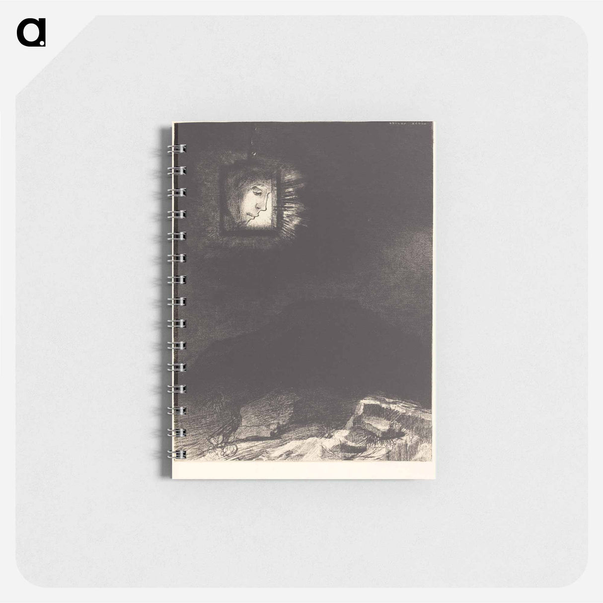 Lueur precaire, une tete a l'infini suspendue - オディロン ルドン Memo.