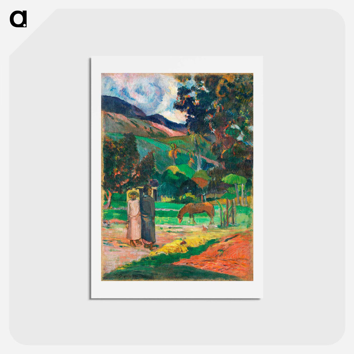 アートポストカード-Tahitian Landscape - ポール ゴーギャン Postcard.