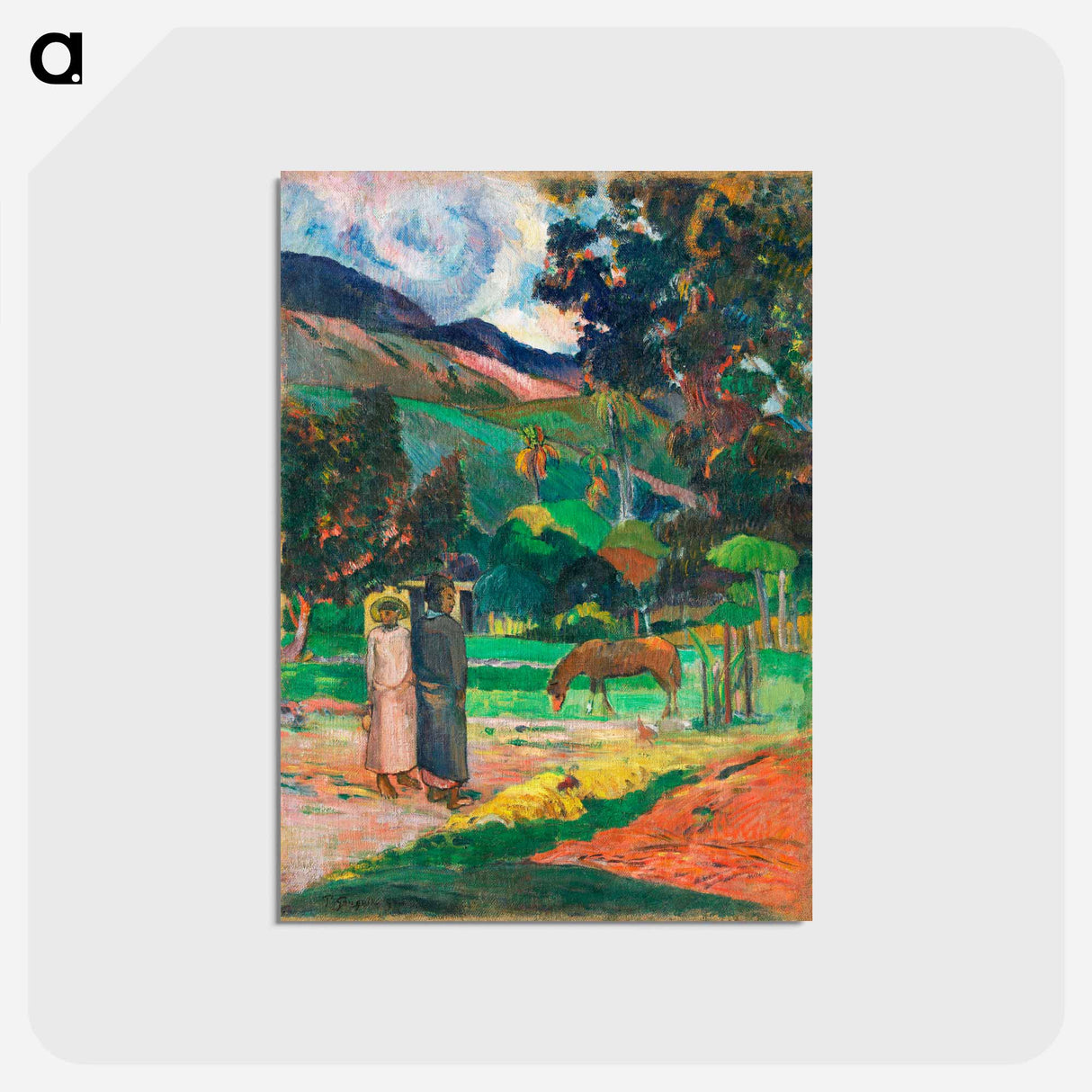 アートポストカード-Tahitian Landscape - ポール ゴーギャン Postcard.