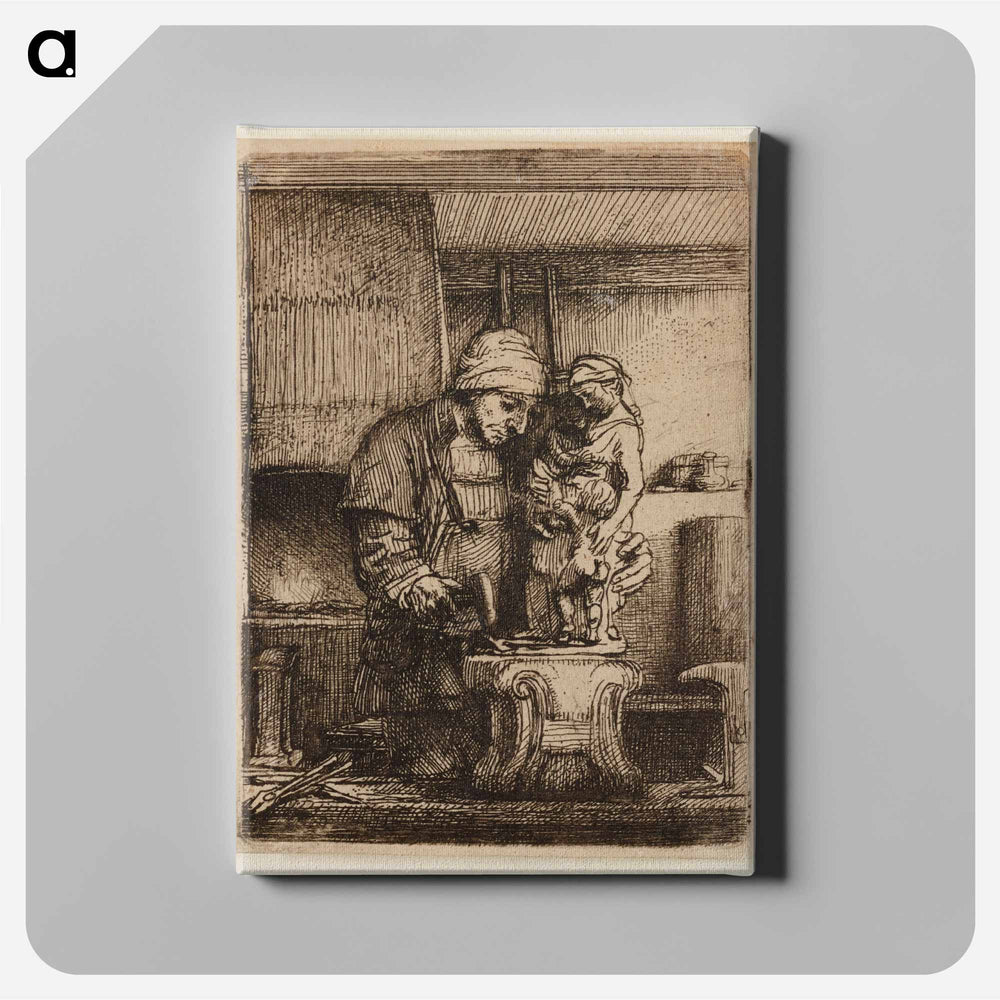 Rembrandt van Rijn's male figure in workshop - Rembrandt van Rijn Canvas.
