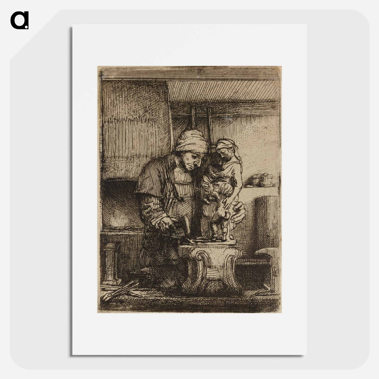 アートポスター-Rembrandt van Rijn's male figure in workshop - レンブラント ファン レイン Poster.