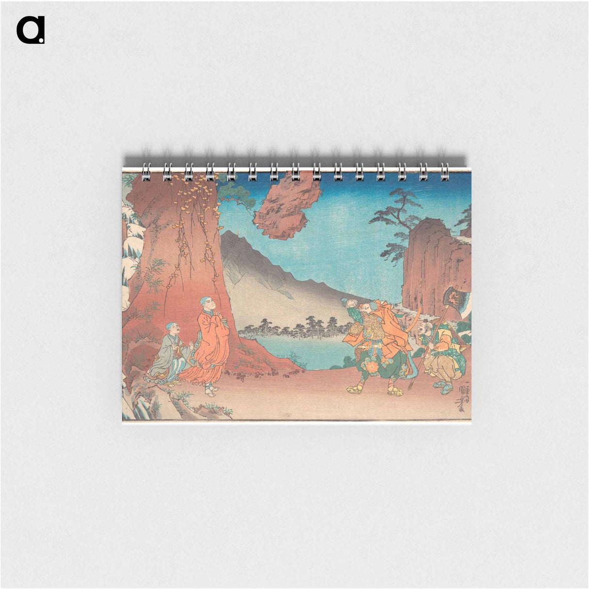 Concise Illustrated Biography of Monk Nichiren: Rock Suspended by the Power of Prayer on Komuro Mountain by Utagawa Kuniyoshi - 歌川 国芳 Memo.