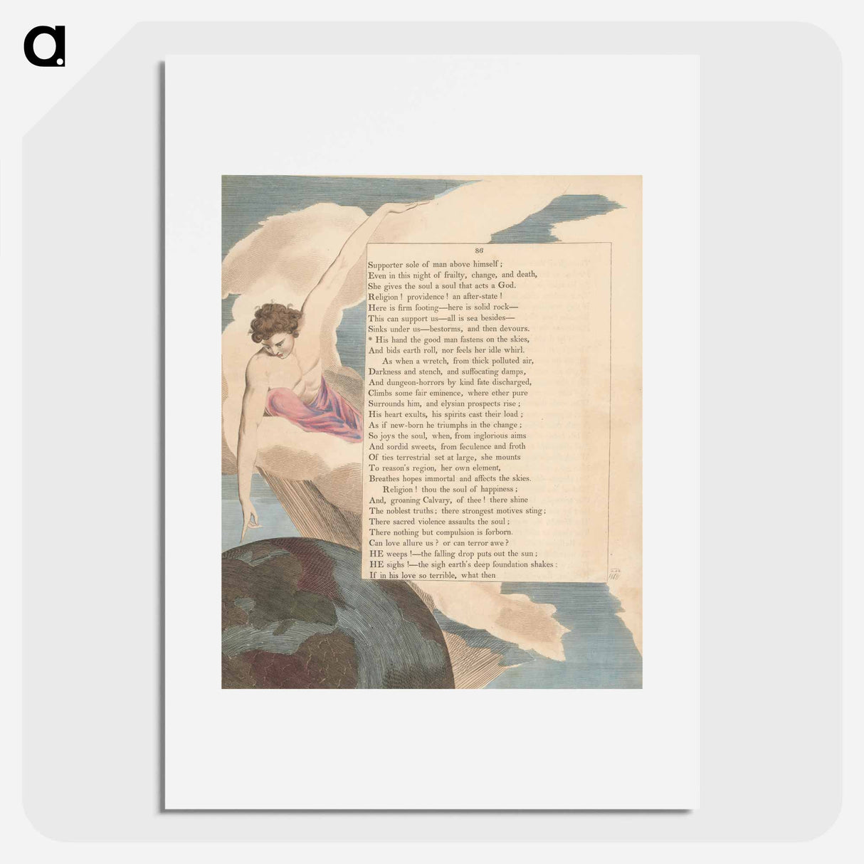 Young's Night Thoughts, Page 86, "His Hand the Good Man Fastens on the Skies" - ウィリアム ブレイク Poster.