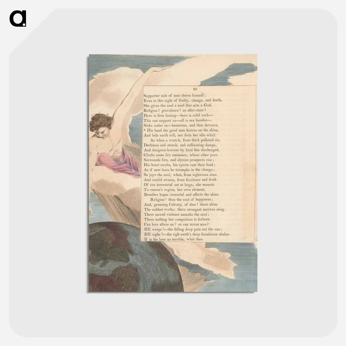 アートポストカード-Young's Night Thoughts, Page 86, "His Hand the Good Man Fastens on the Skies" - ウィリアム ブレイク Postcard.