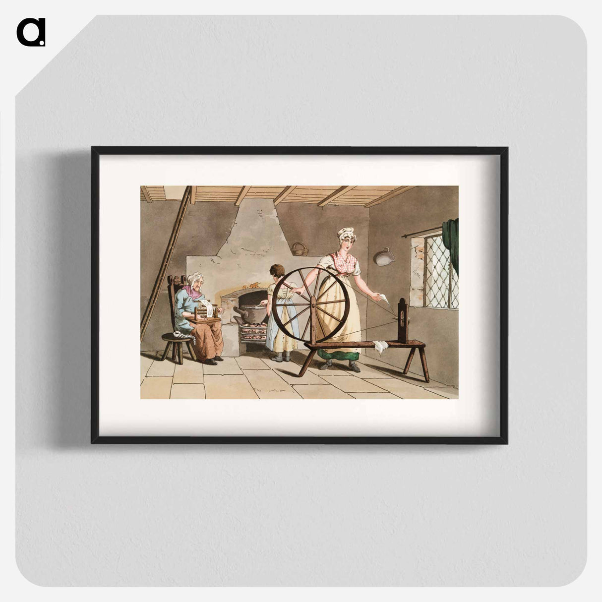 Illustration of woman spinning - 19世紀のヨークシャー Poster.