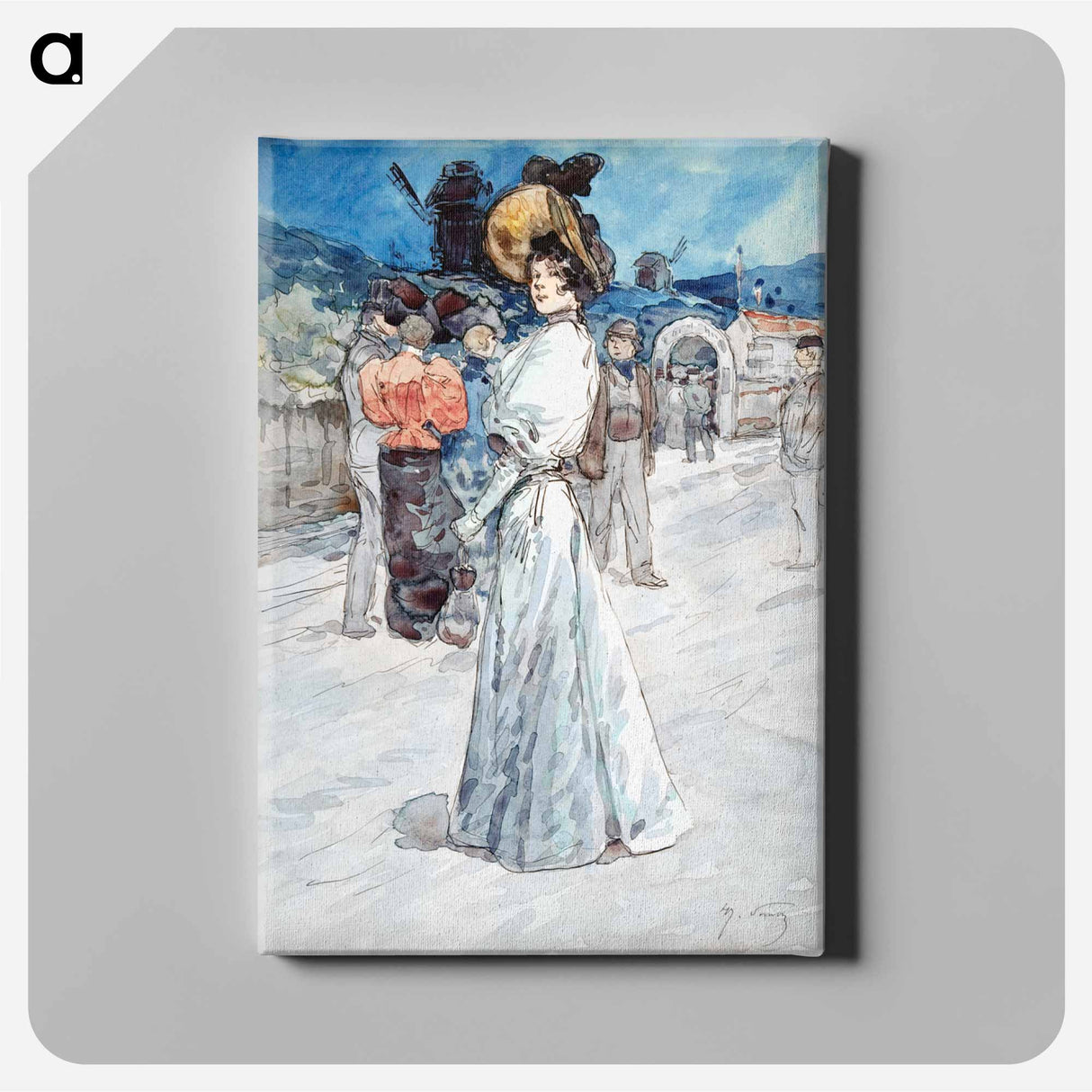 A Parisienne Outside the Moulin de la Galette - アンリ ソム Canvas.
