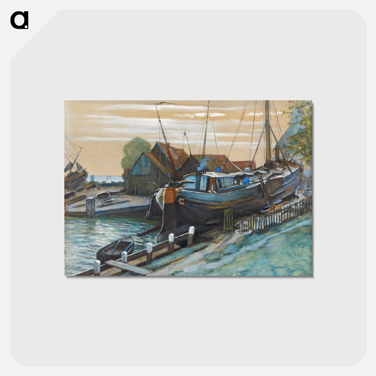 アートポストカード-Drydock at Durgerdam - ピエト モンドリアン Postcard.