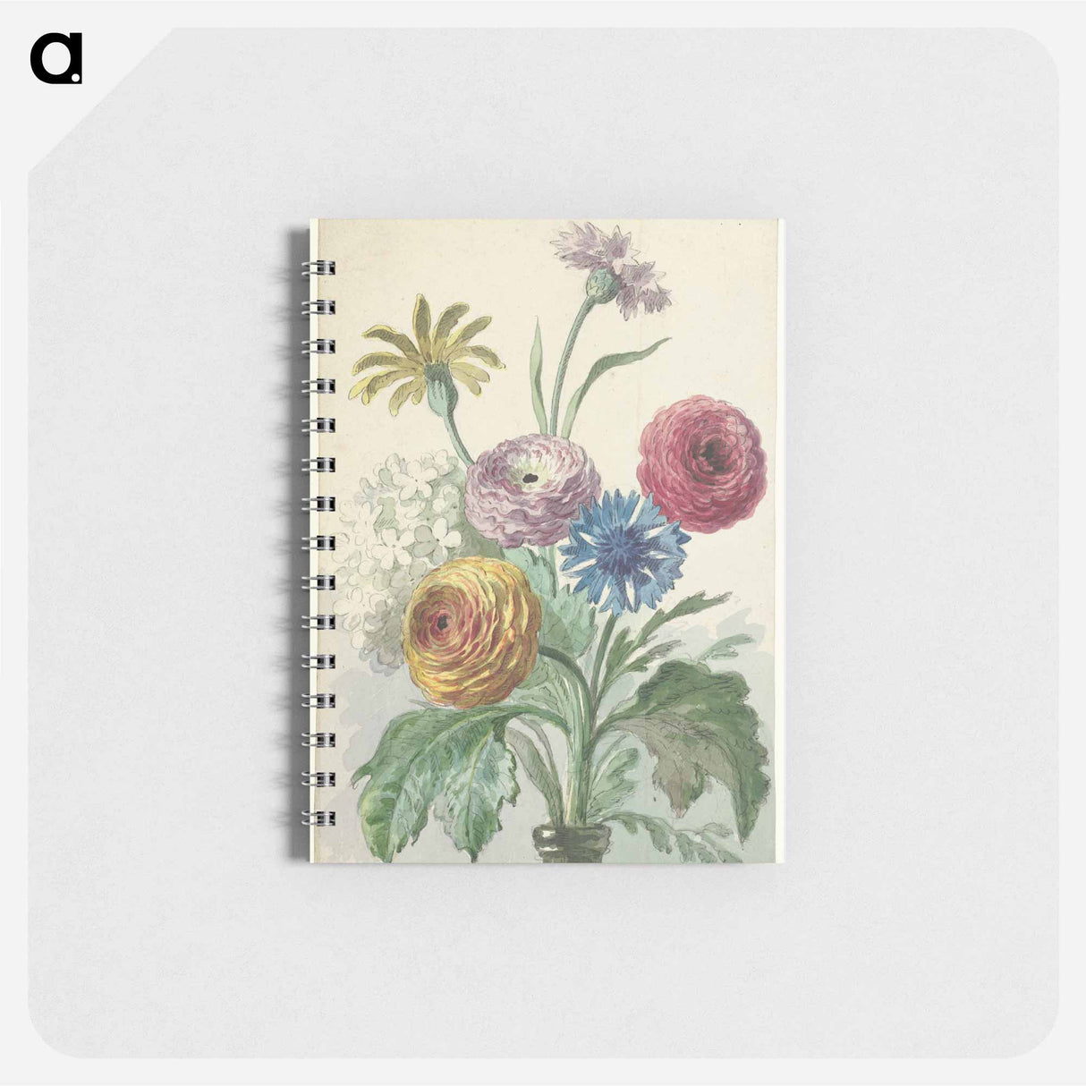アートメモ帳-Boeket bloemen in de hals van een groene vaas - ウィレム ヴァン リーン Memo.
