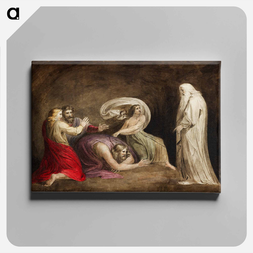 Witch of Endor raising the spirit of Samuel - William Blake Canvas.