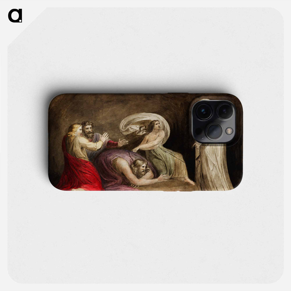 Witch of Endor raising the spirit of Samuel - William Blake Phone Case.