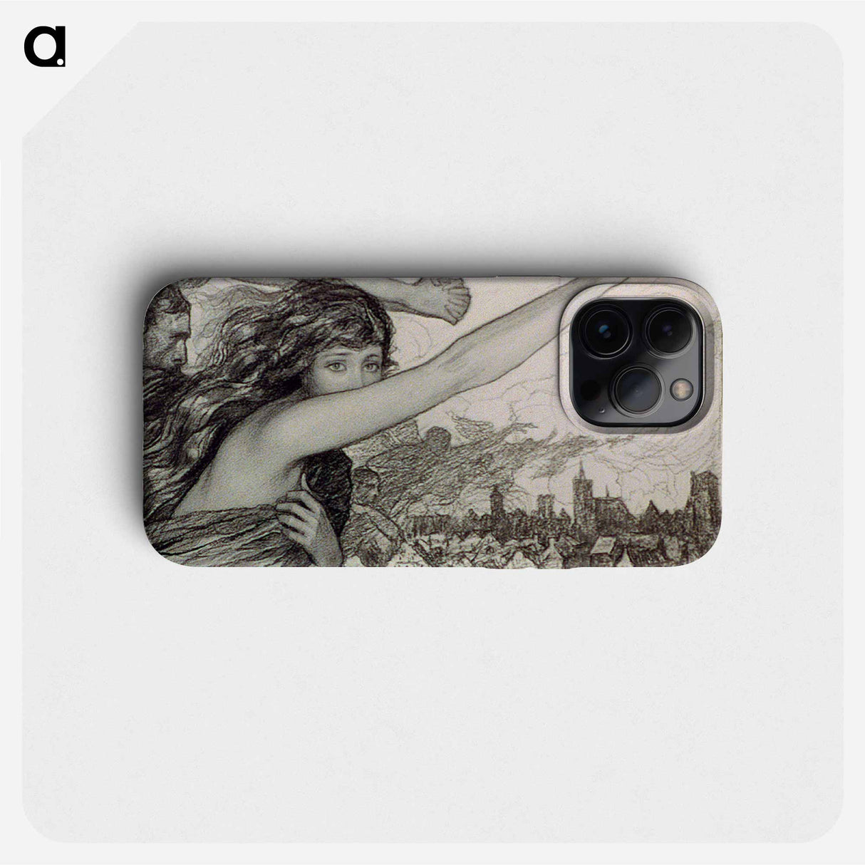 Woman with outstretched gesture and other spirits over townscape - Wladyslaw Theodor Benda Phone Case.