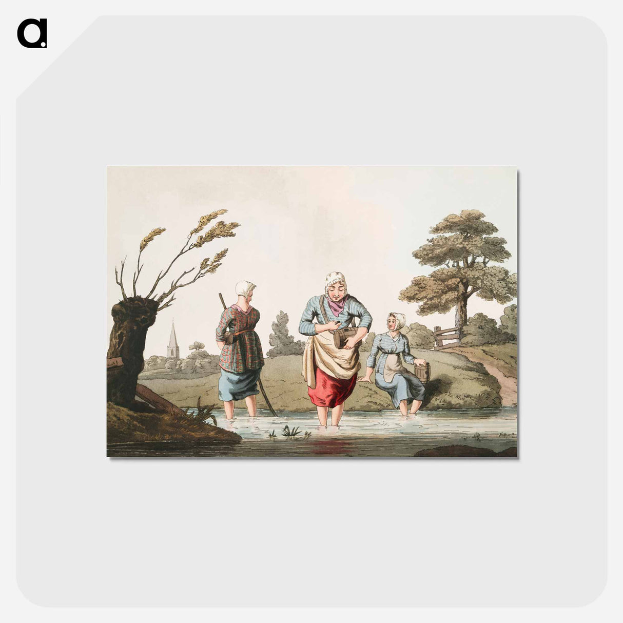 Illustration of leech finders - 19世紀のヨークシャー Postcard.