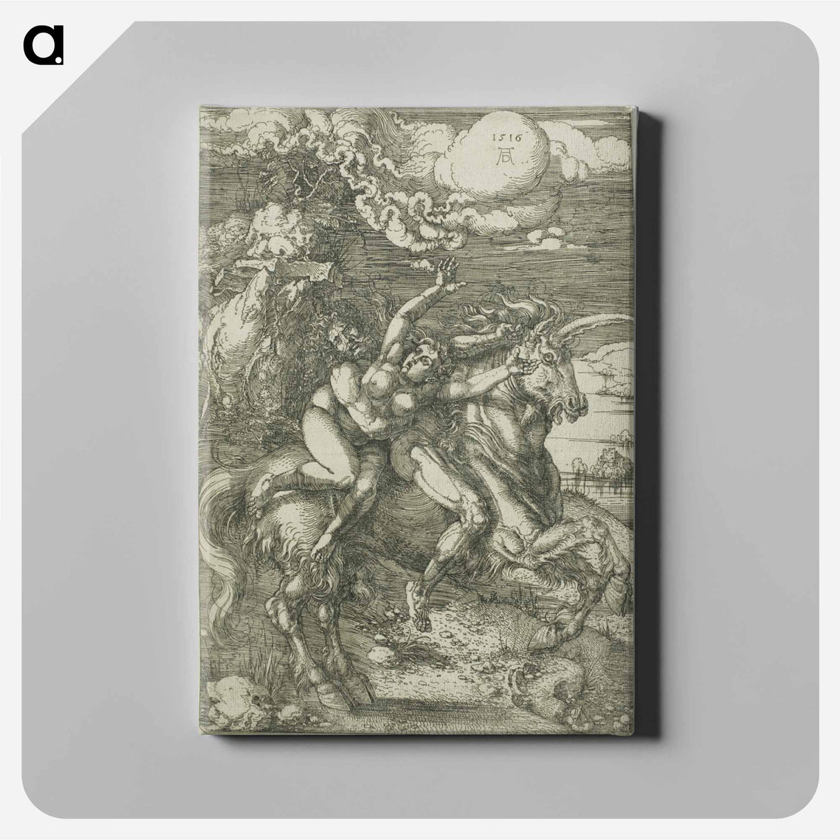 The Abduction of Proserpine on a Unicorn - アルブレヒト デューラー Canvas.