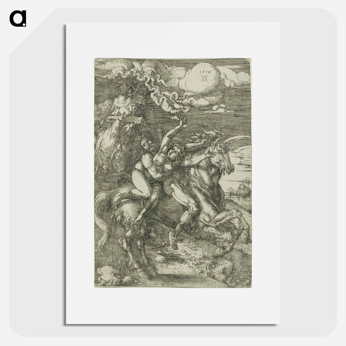 アートポスター-The Abduction of Proserpine on a Unicorn - アルブレヒト デューラー Poster.