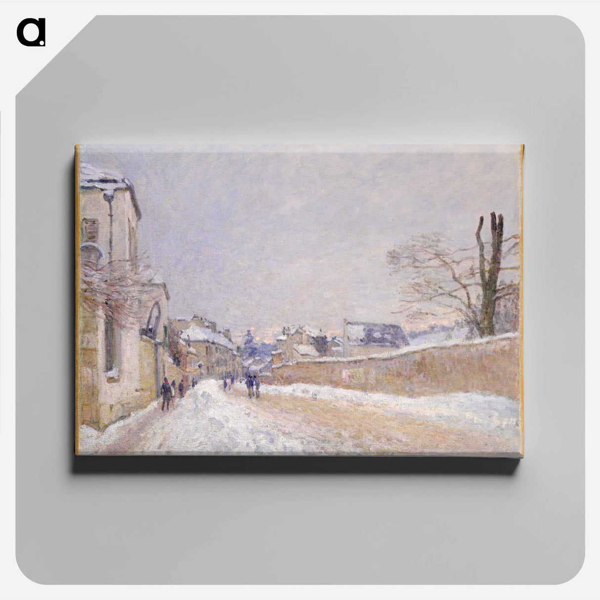 Rue Eugène Moussoir at Moret: Winter - アルフレッド シスレー Canvas.