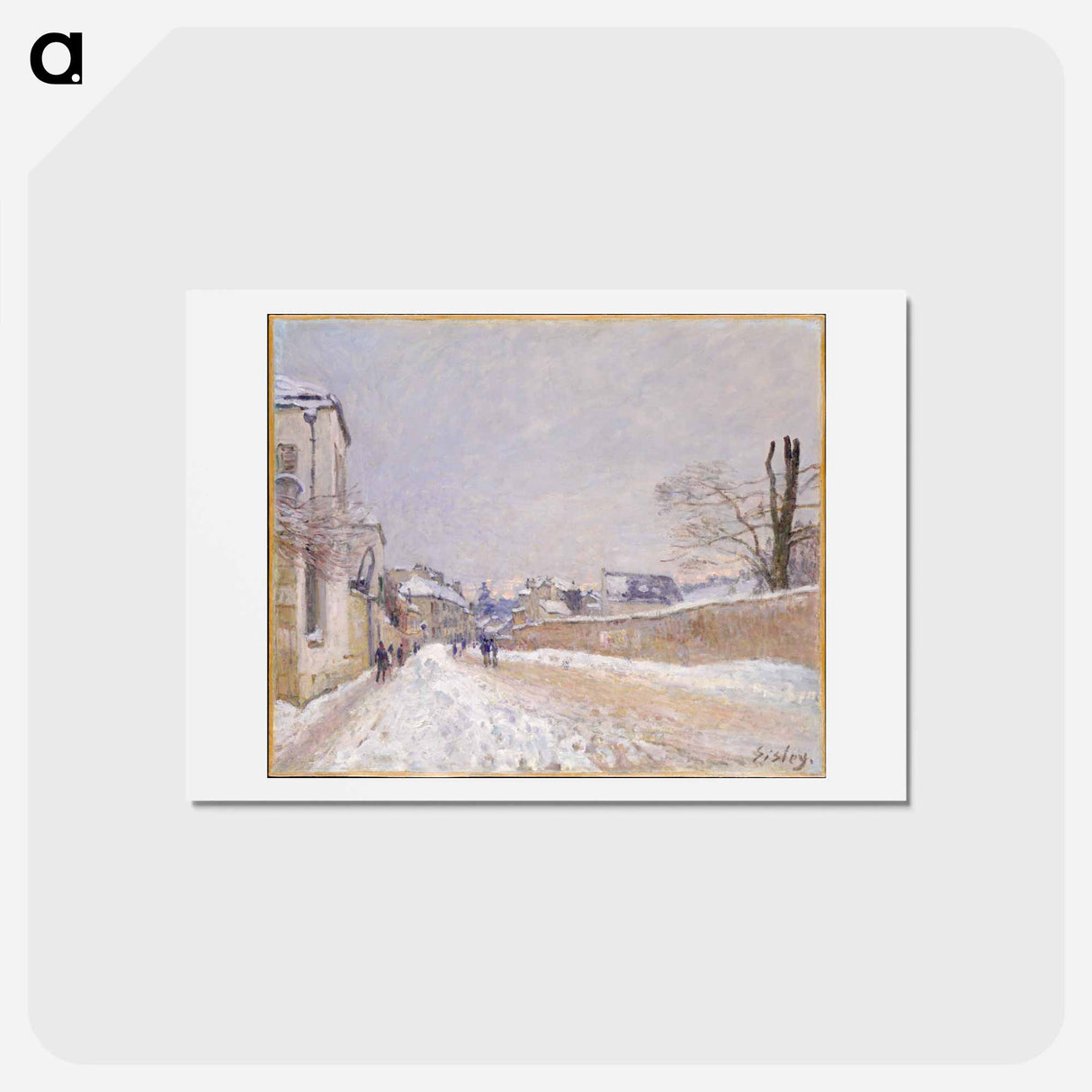 Rue Eugène Moussoir at Moret: Winter - アルフレッド シスレー Postcard.