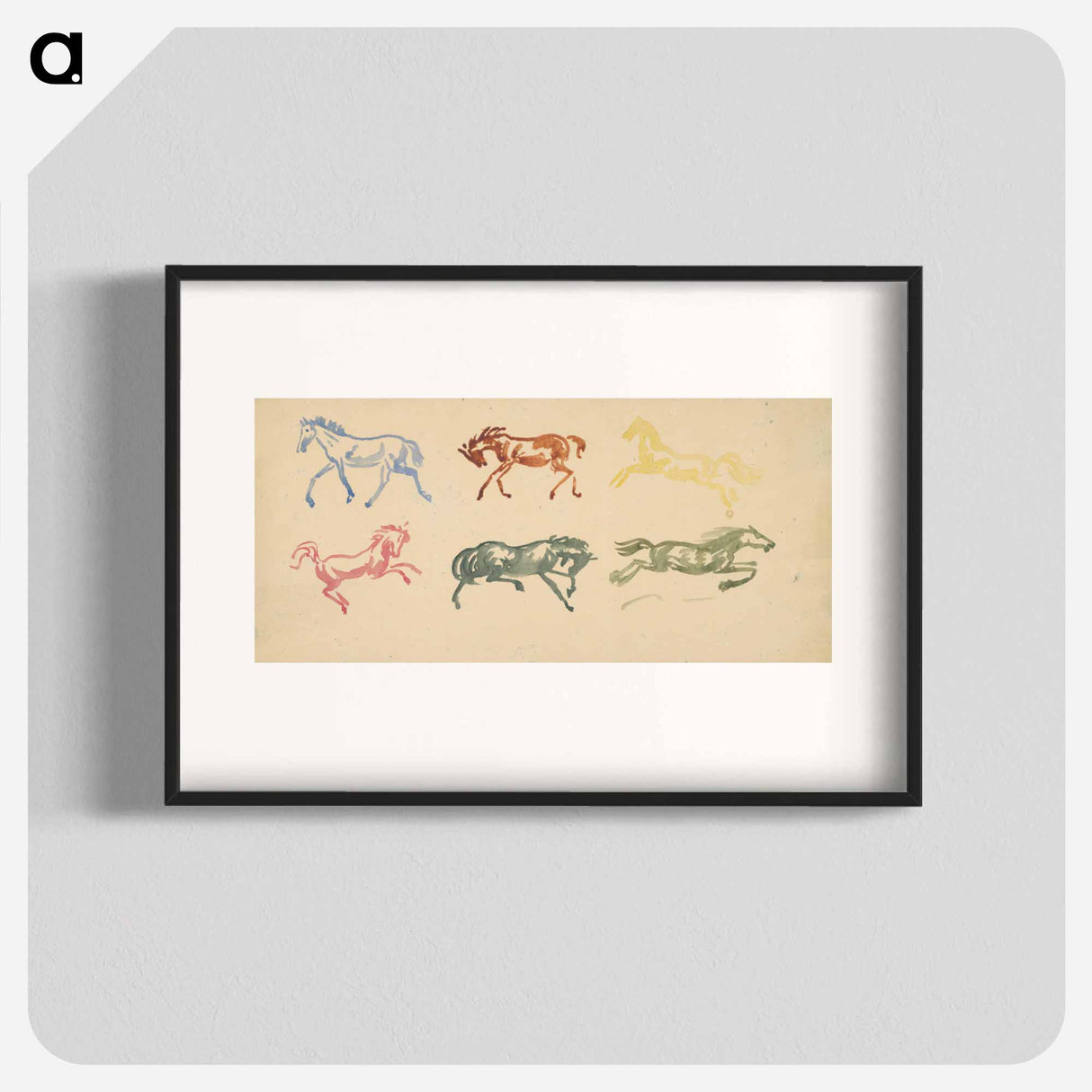 Sketched of galloping horses - アーノルド ピーター ワイズ クビンチャン Poster.