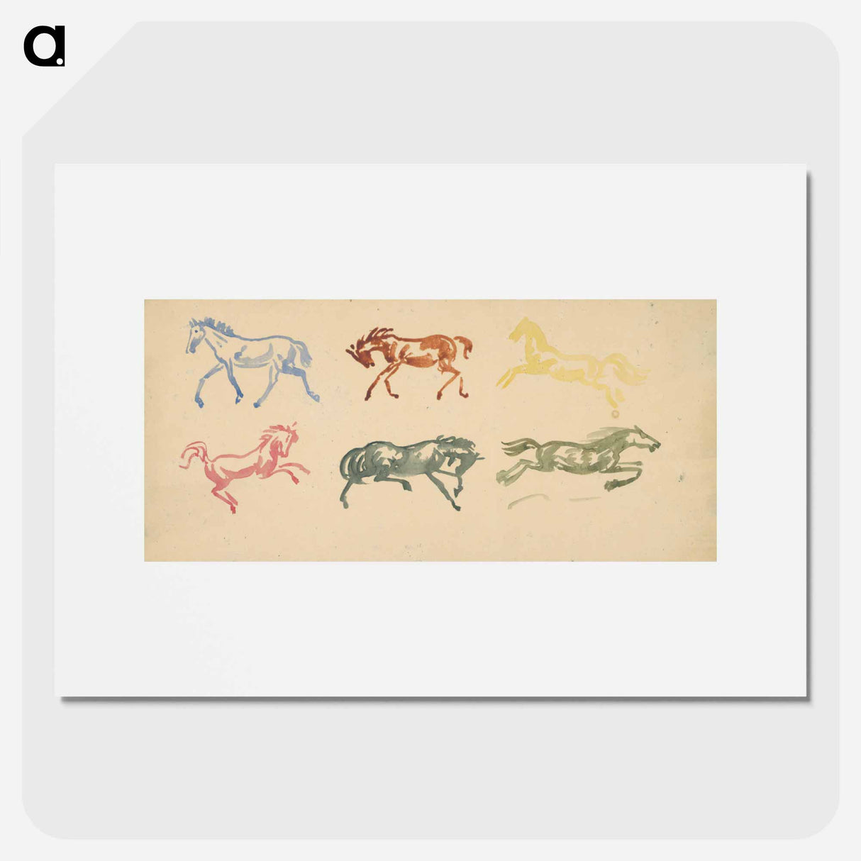 Sketched of galloping horses - アーノルド ピーター ワイズ クビンチャン Poster.