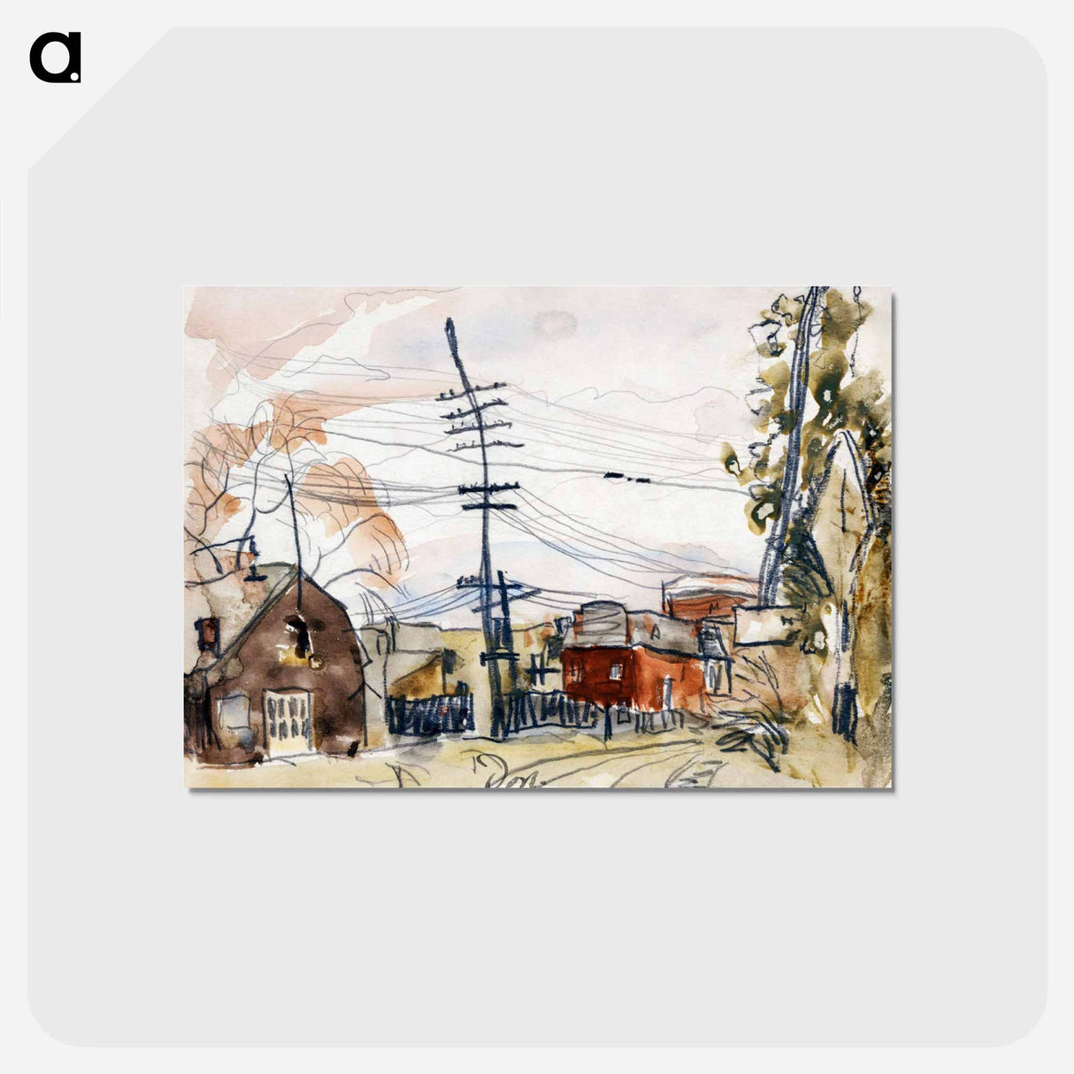 アートポストカード-Fall Brook Railroad - アーサー ダヴ Postcard.