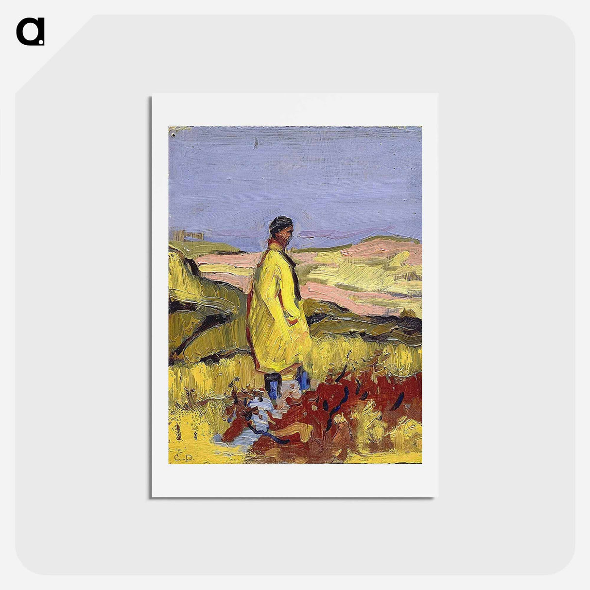 アートポストカード-Man Standing On Dunes - チャールズ デムス Postcard.