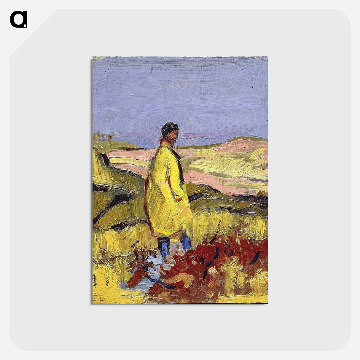 アートポストカード-Man Standing On Dunes - チャールズ デムス Postcard.