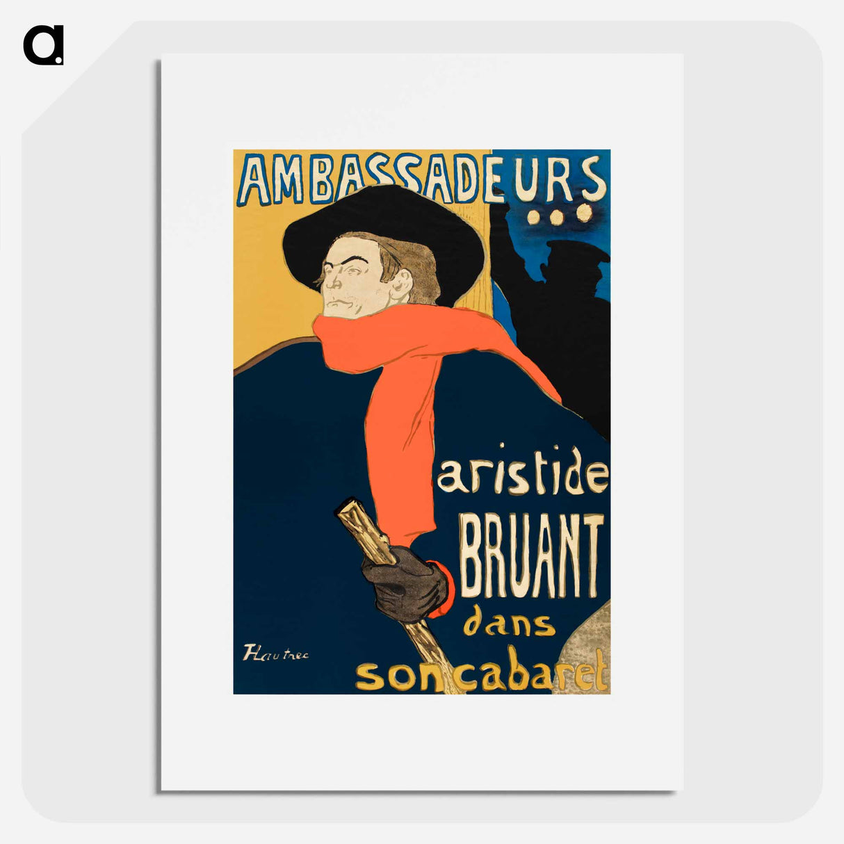 アートポスター-Ambassadeurs: Aristide Bruant dans son cabaret - アンリ ド トゥールーズ ロートレック Poster.