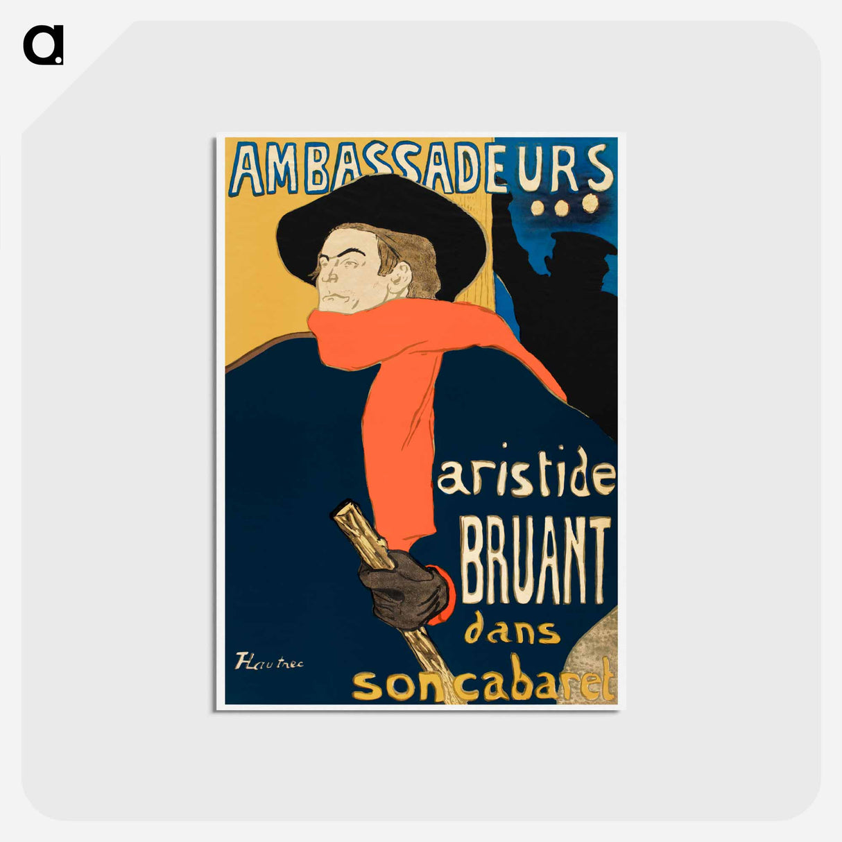 アートポストカード-Ambassadeurs: Aristide Bruant dans son cabaret - アンリ ド トゥールーズ ロートレック Postcard.