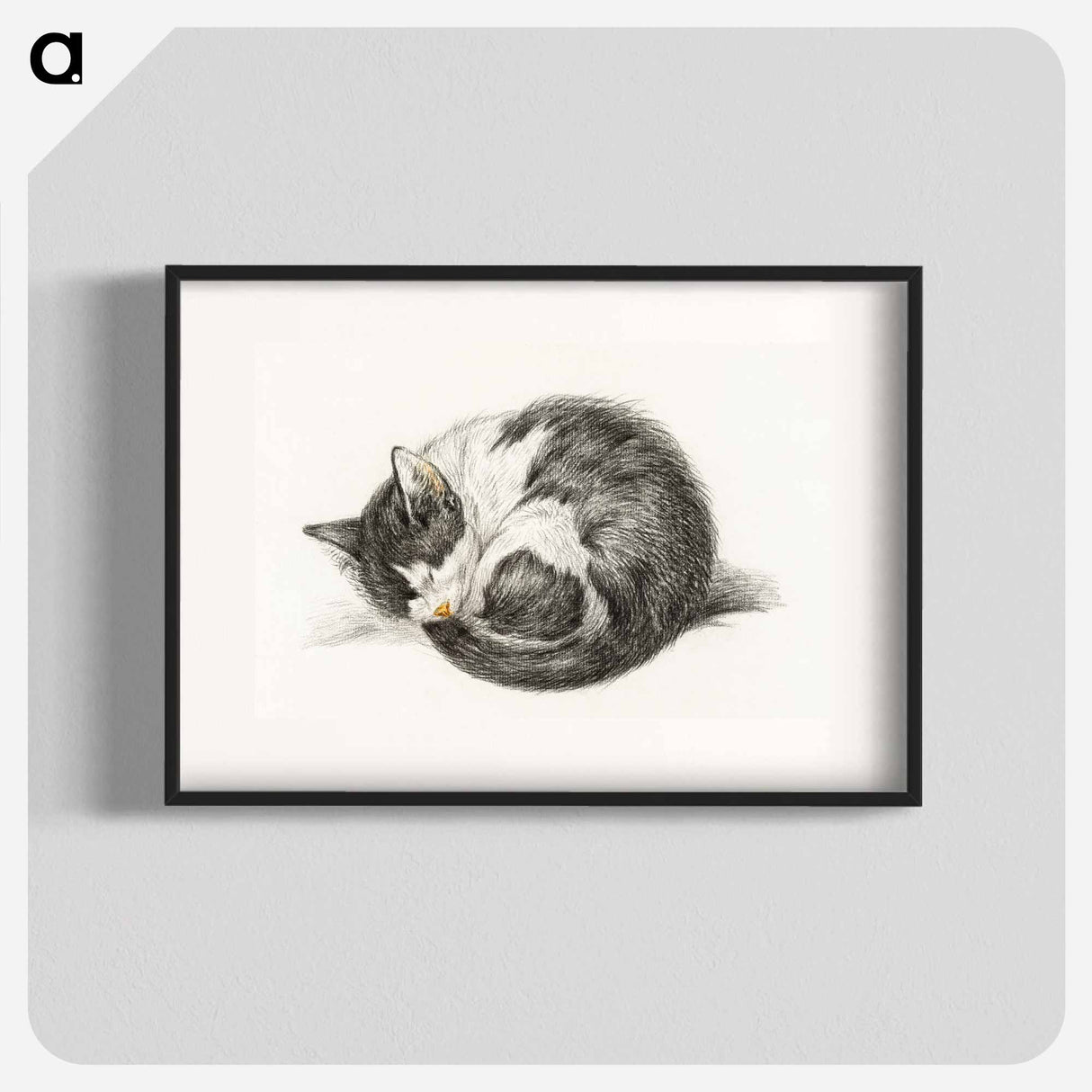 Rolled up lying sleeping cat - ジャン ベルナール Poster.