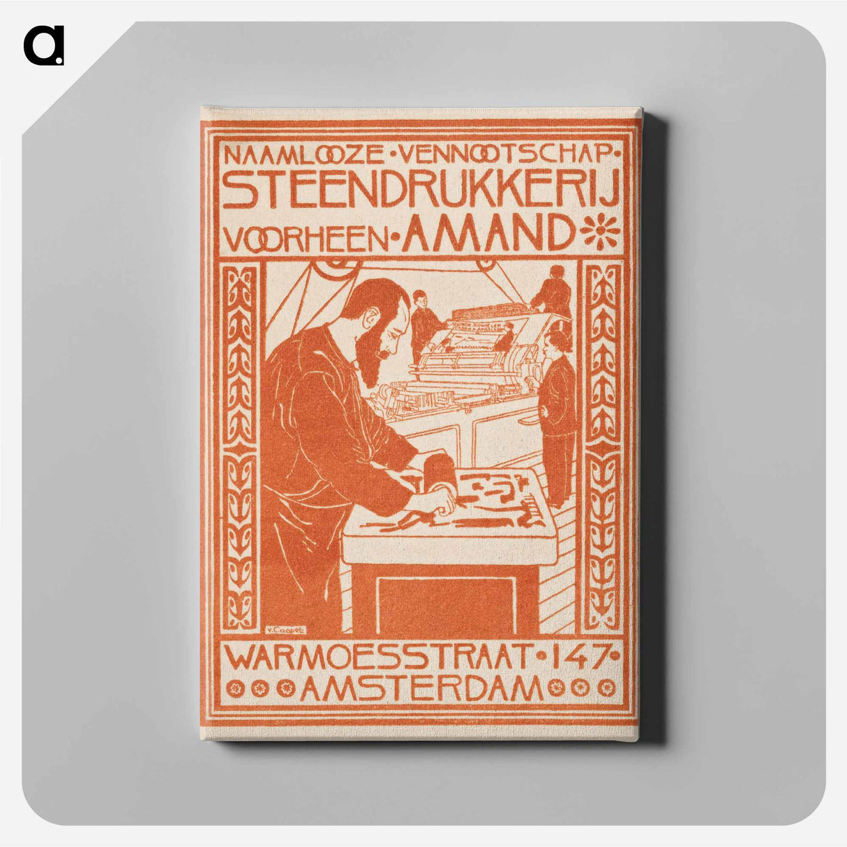 アートパネル-Advertentie van Steendrukkerij voorheen Amand by Johann Georg van Caspel - ヨハン ヘオルフ ファン カスペル Canvas.