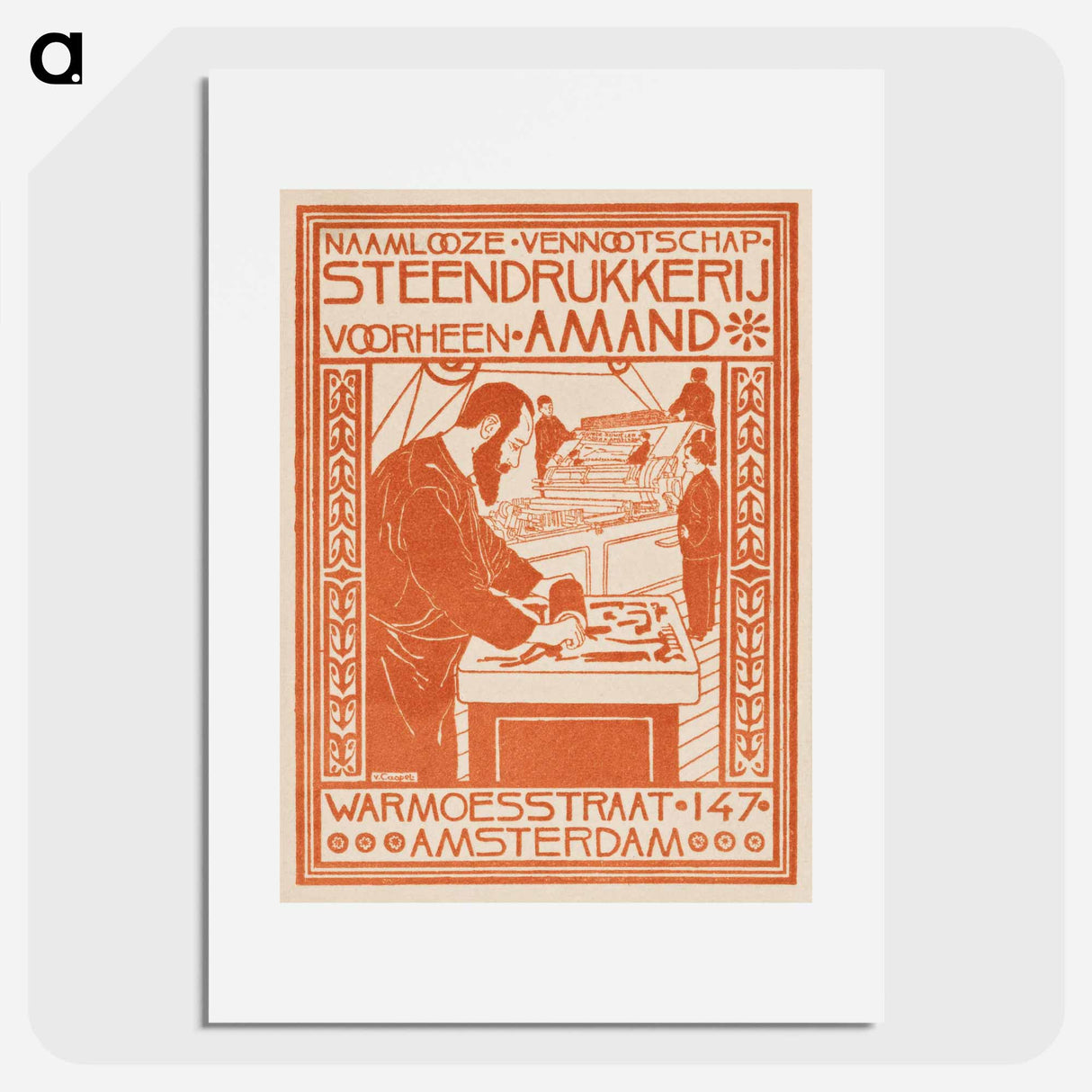 アートポスター-Advertentie van Steendrukkerij voorheen Amand by Johann Georg van Caspel - ヨハン ヘオルフ ファン カスペル Poster.
