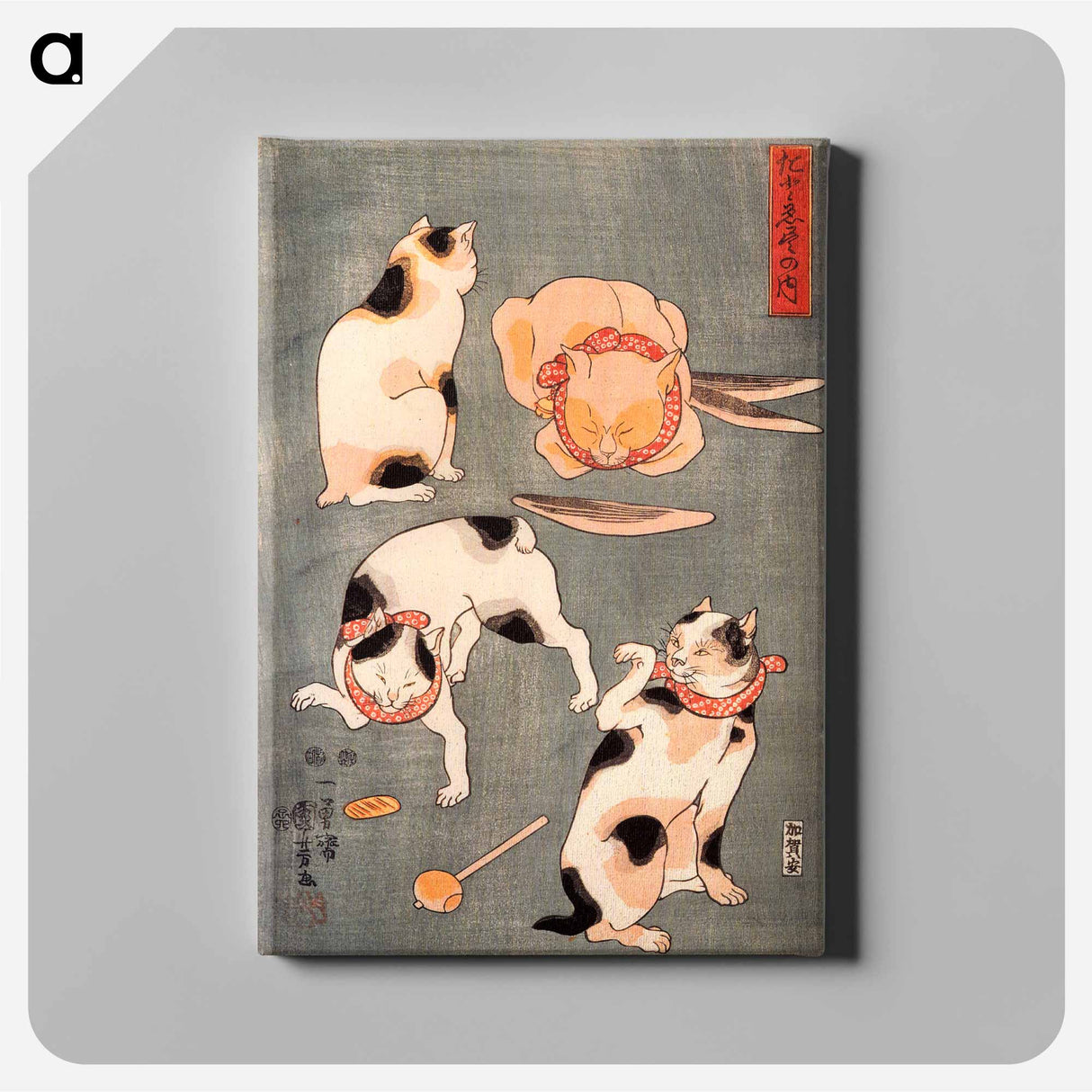 Four Cats in Different Poses Illustrating Japanese Proverbs - 歌川 国芳 Canvas.