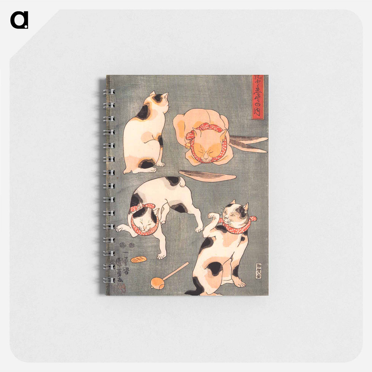Four Cats in Different Poses Illustrating Japanese Proverbs - 歌川 国芳 Memo.