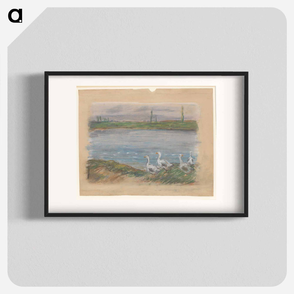 Four Geese by the River - Alfred Sisley Poster.