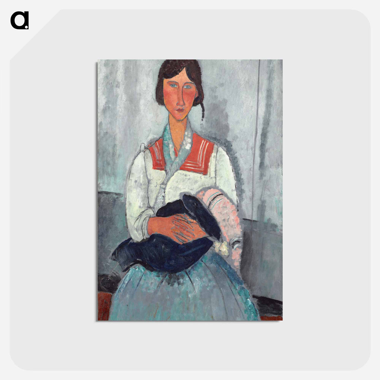 アートポストカード-Gypsy Woman with Baby - アメデオ モディリアーニ Postcard.