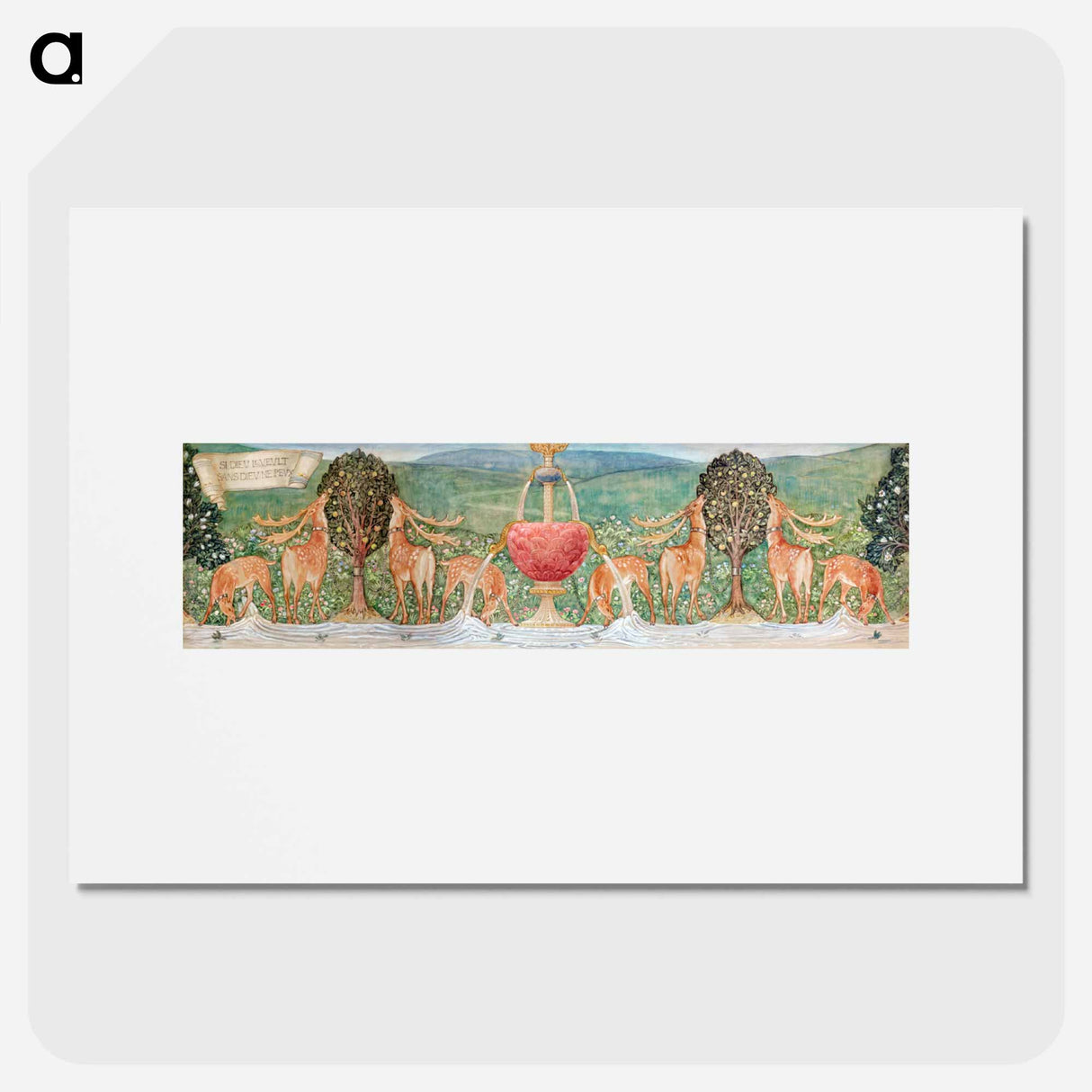 Deer by a Fountain - エドワード バーン ジョーンズ Poster.