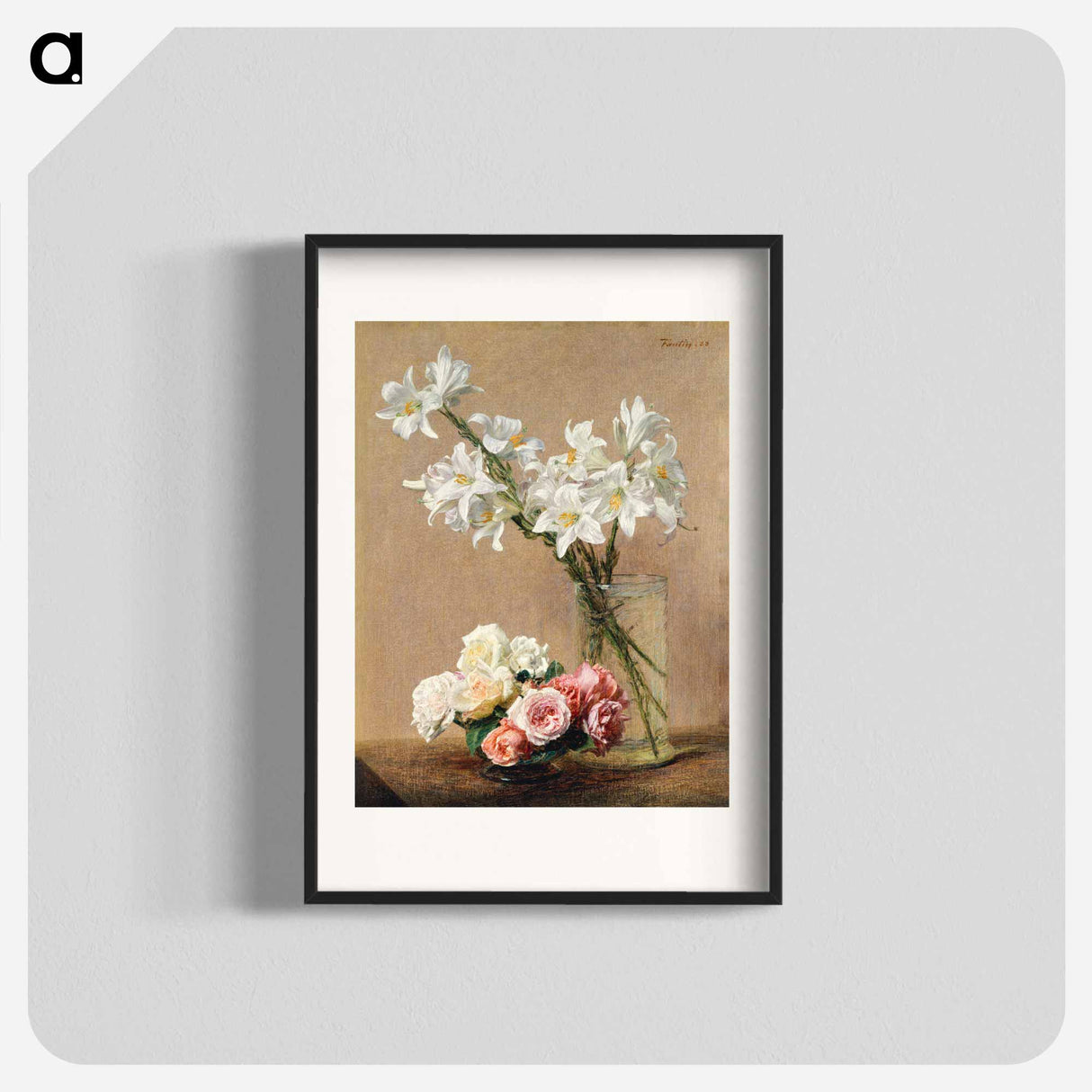Roses and Lilies - アンリ ファンタン ラトゥール Poster.