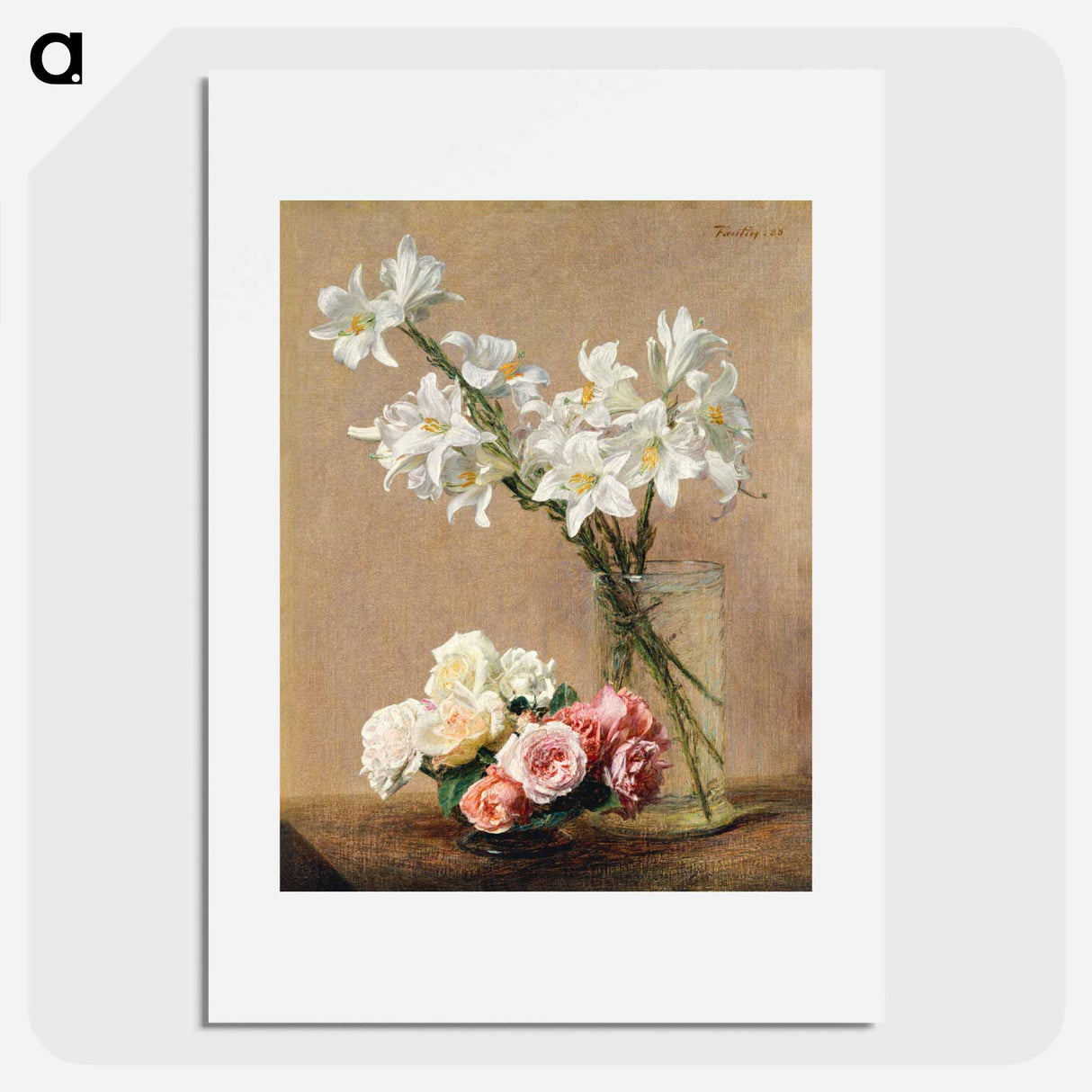 Roses and Lilies - アンリ ファンタン ラトゥール Poster.