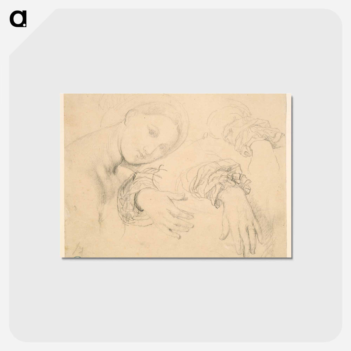 アートポストカード-Sheet of Studies with the Head of the Fornarina and Hands of Madame de Senonnes
- ジャン オーギュスト ドミニク アングル Postcard.