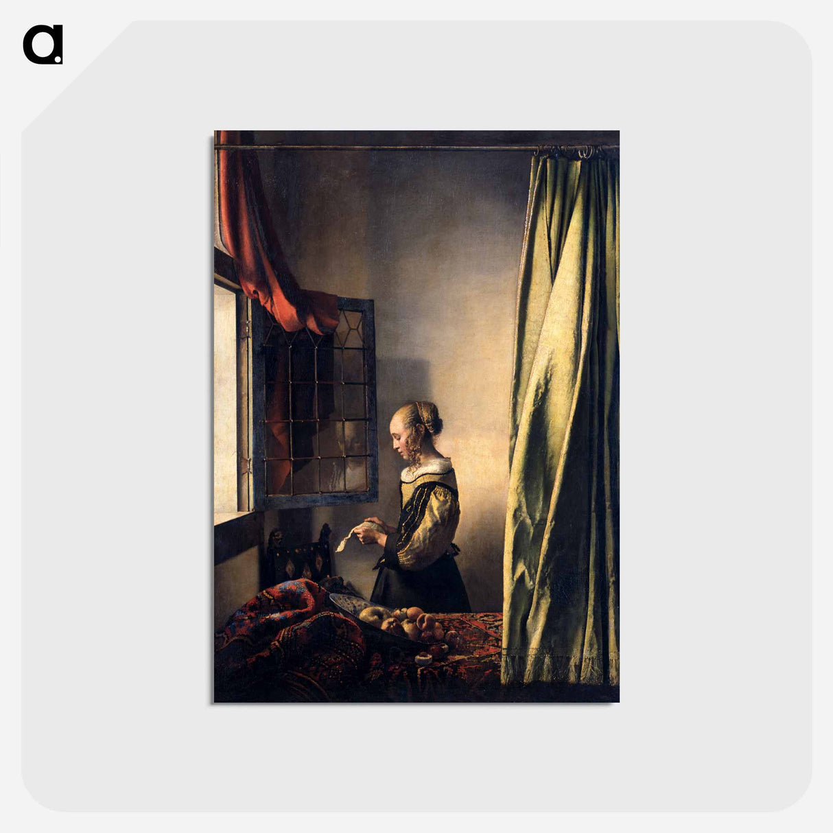 アートポストカード-Girl Reading a Letter by an Open Window - ヨハネス フェルメール Postcard.