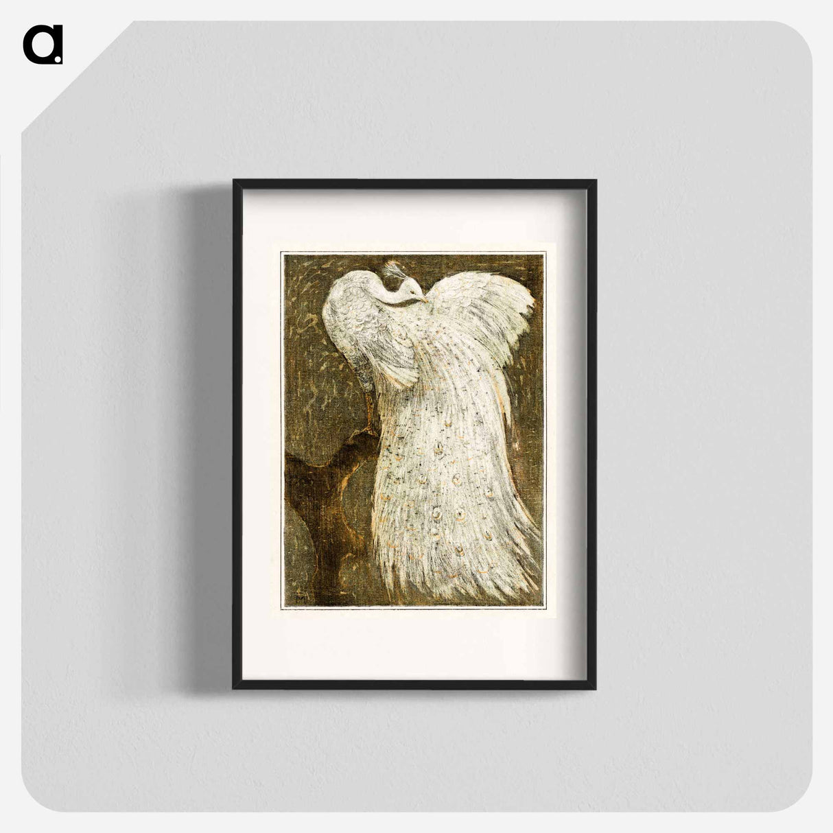 Witte pauw op tak - Theo van Hoytema Poster.