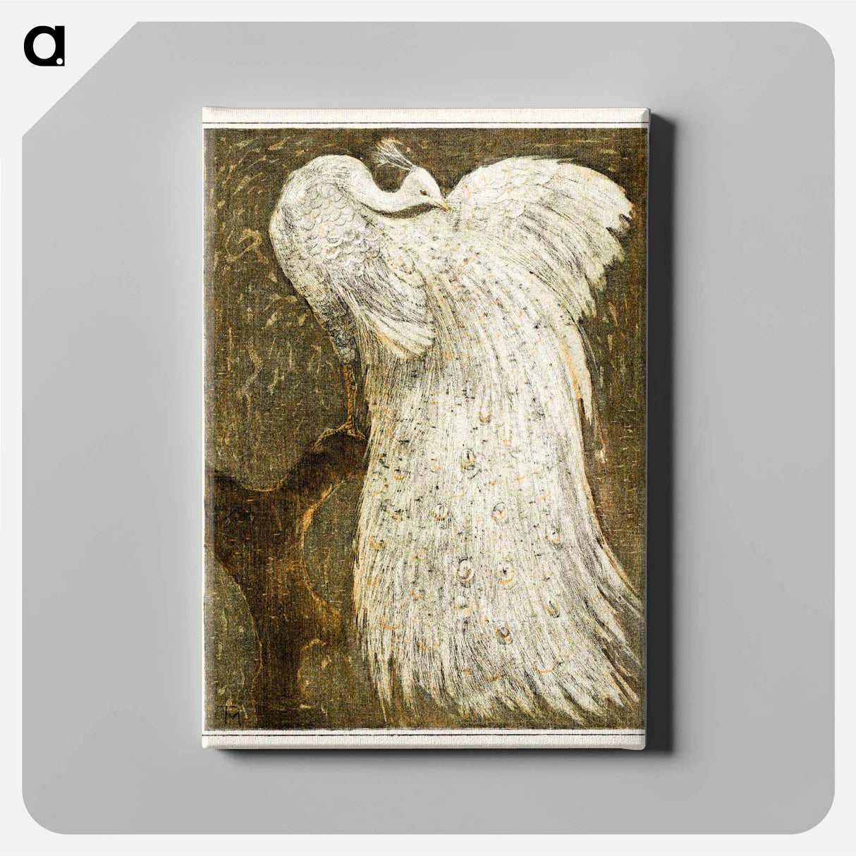 Witte pauw op tak - Theo van Hoytema Canvas.