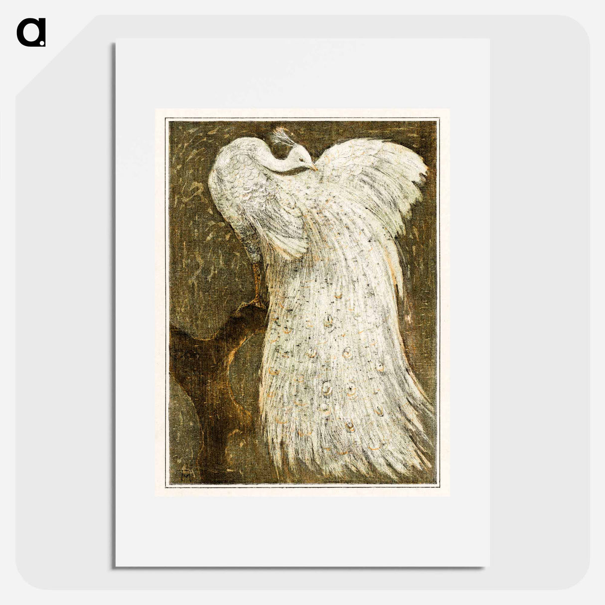 Witte pauw op tak - Theo van Hoytema Poster.