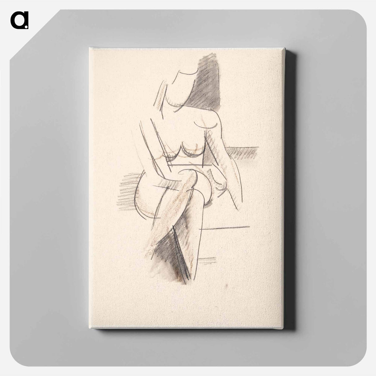 Seated female model, front view - Wilhelm Lundström Canvas.