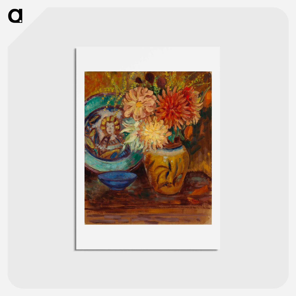 Chrysanthemums - アルフレッド ウィリアム フィンチ Postcard.