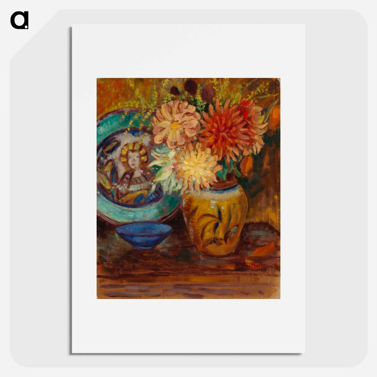 Chrysanthemums - アルフレッド ウィリアム フィンチ Poster.